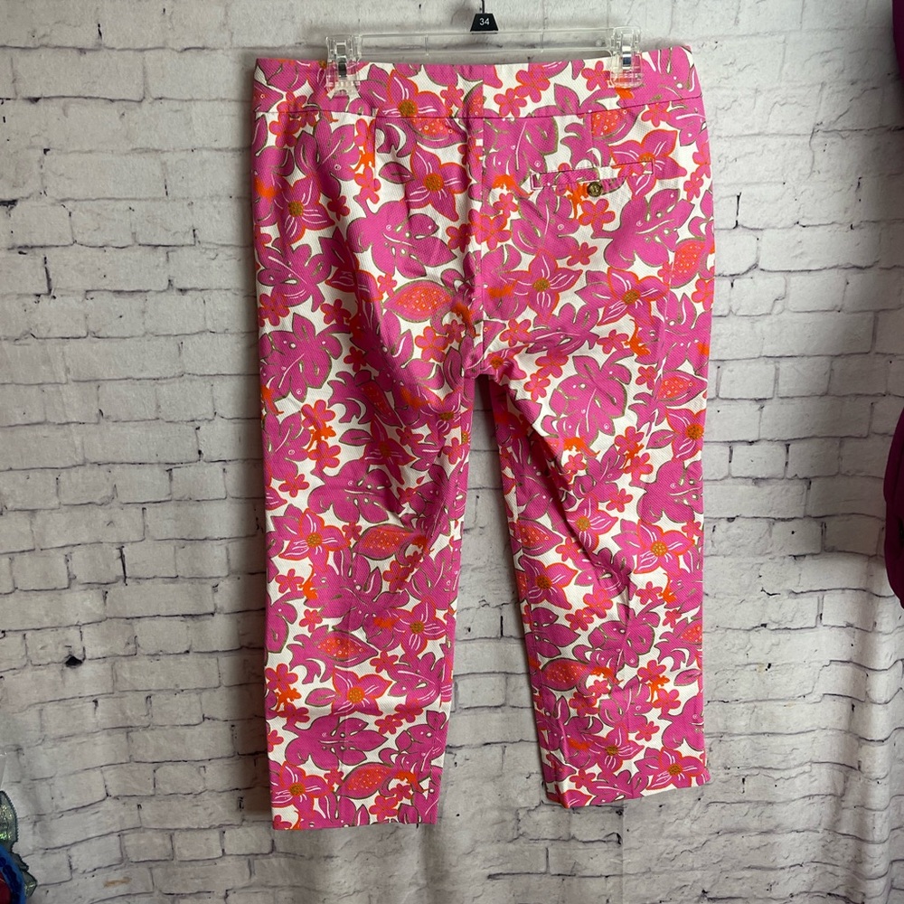 Lilly Pulitzer size 8 palm beach fit pink floral print Capri pants - Picture 3 of 8